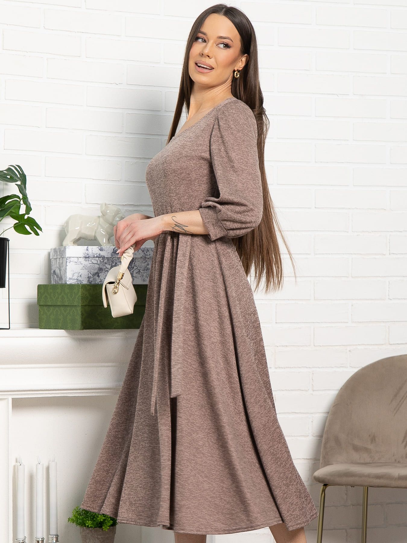 Платье трикотажное Ирина НЬЮ (кофе) П15220-9М