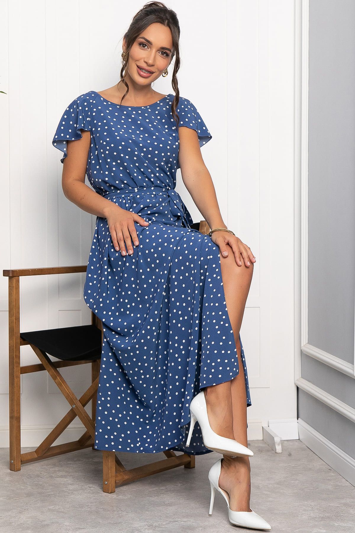 Платье Жара (синее/горох) П13968-16М
