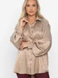 Рубашка атласная Все мысли о тебе (бежевая) Б15352-7М