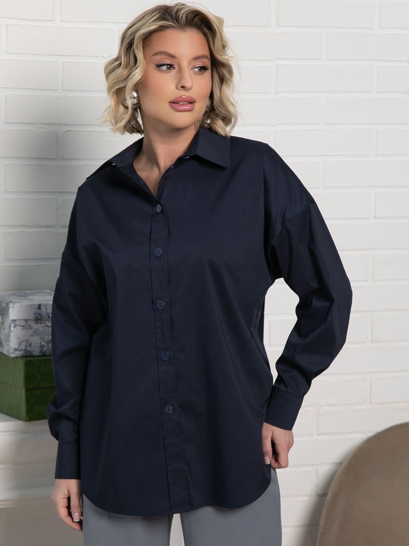 Рубашка хлопковая Рина (темно-синяя) Б15224-53М