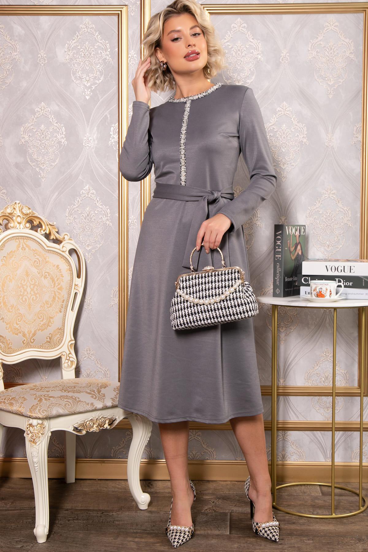 Платье трикотажное Парижанка (серое) П14786-10М