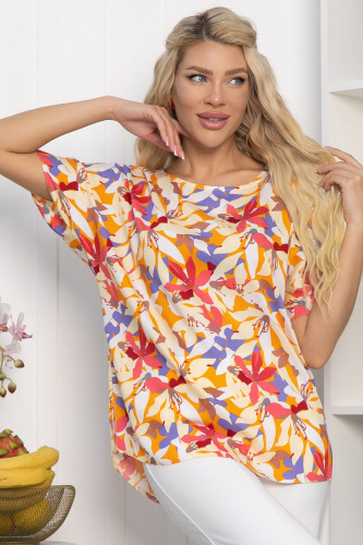 Блуза Маргоша (бежевая/цветы) Б13783-16М