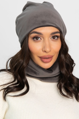 Комплект шапка шестиклинка и снуд (серая) ШШС7-23М