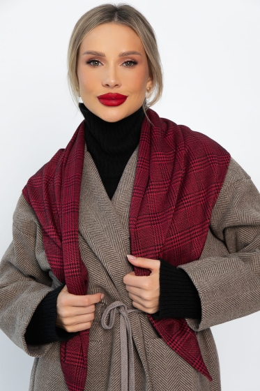 Косынка с отворотом (бордовая клетка) КО23-23М