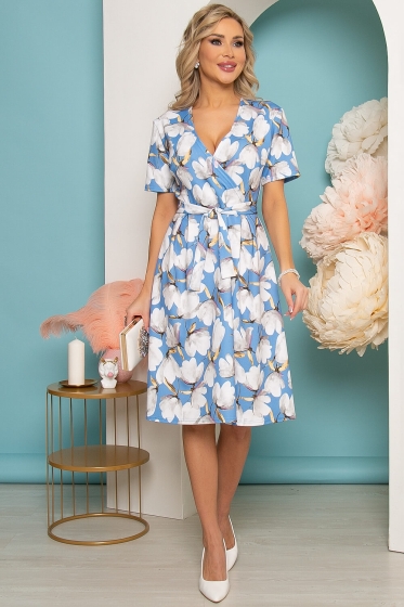Платье "Вивьен" (цветы на голубом) П3502