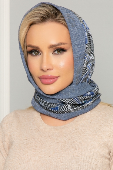 Косынка с подворотом (клетка блю) КП08