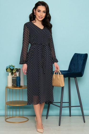 Платье "Волшебная история" (темно-синее/горох) П7238