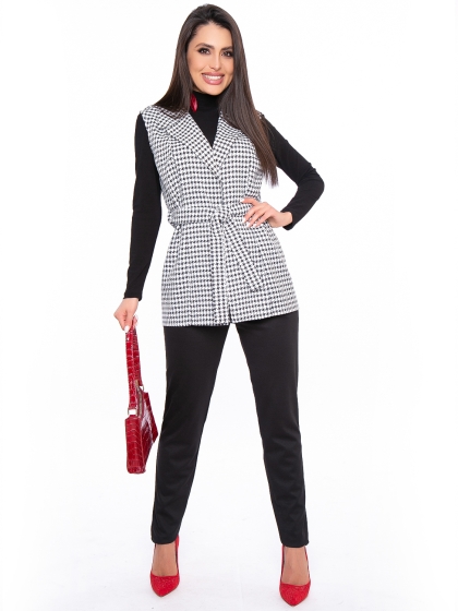 Жилет с поясом "Маиза" (гусиная лапка) Б2780