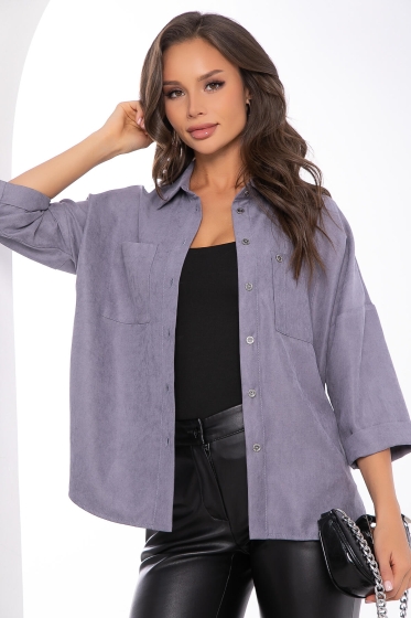 Рубашка из микровельвета (серая) Б8275