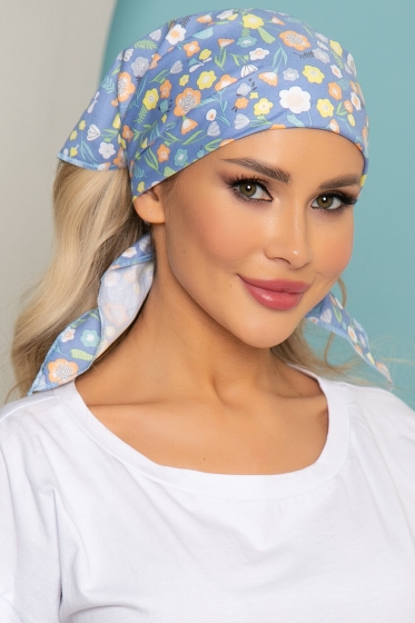 Косынка хлопковая (васильки, голубая) К7