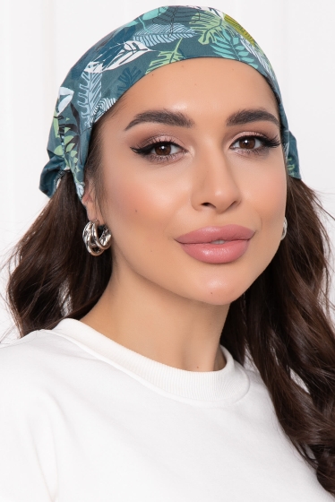 Косынка на резинке (темная монстера) КР4