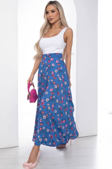 Брюки камелия синие/цветы Б10171