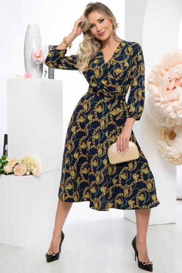 Платье "Твой каприз" (синее, цепи) П4744