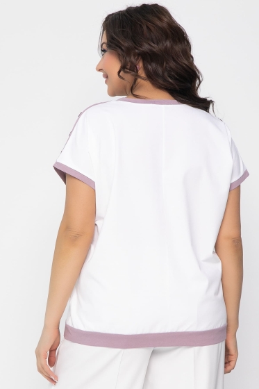 Блуза Валетта (бело-сиреневая) Б13403-20М
