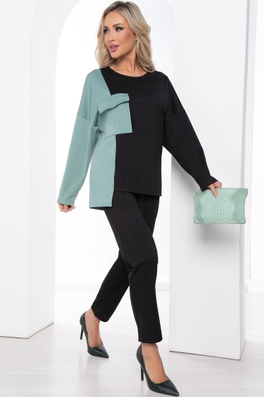 Костюм Дизайр (черно-оливковый) К10866