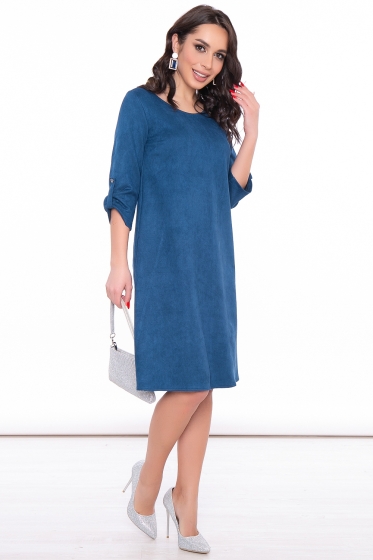 Платье "Магия замши" (сапфир) П3136