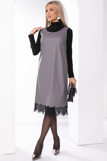 Сарафан из экокожи "Бригитта" (грей) П8101