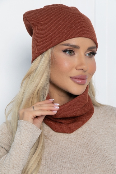 Комплект шапка и снуд (терракот) ШС27