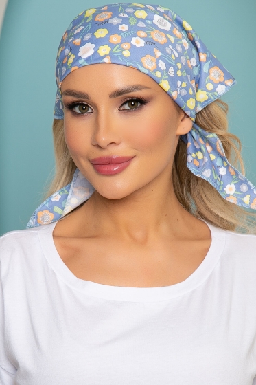 Косынка хлопковая (васильки, голубая) К7