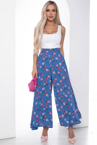 Брюки камелия синие/цветы Б10171
