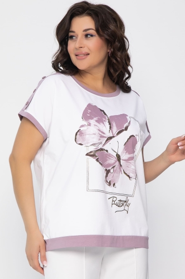 Блуза Валетта (бело-сиреневая) Б13403-20М