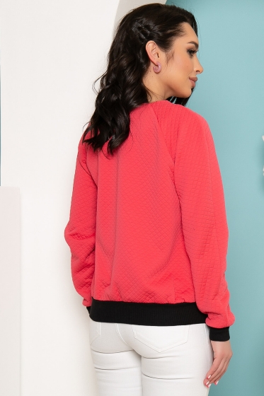 Бомбер на молнии из трикотажа (коралл) Б3488