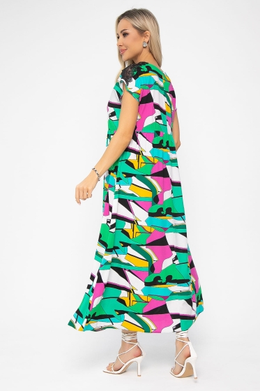 Платье Летние деньки (зелено-розовое) П13651-18М