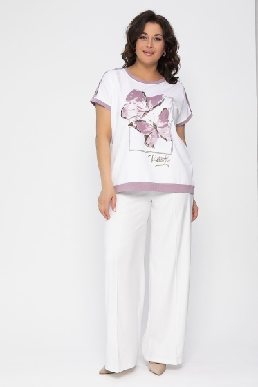 Блуза Валетта (бело-сиреневая) Б13403-20М