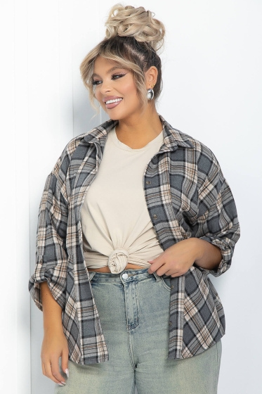 Рубашка Золушка НЬЮ (бежево-серая) Б11869