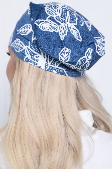 Шапка (джинс/цветы) ШЛ01