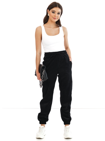 Джоггеры из вельвета (черные) Б2468