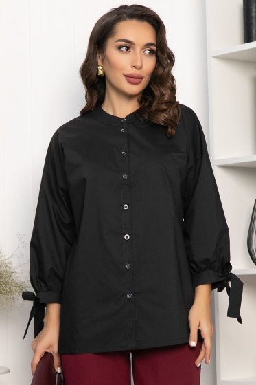 Блуза с завязками Ажур (черная) Б14387-10М