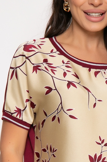 Блуза "Иветта" (вишневый принт) Б3877