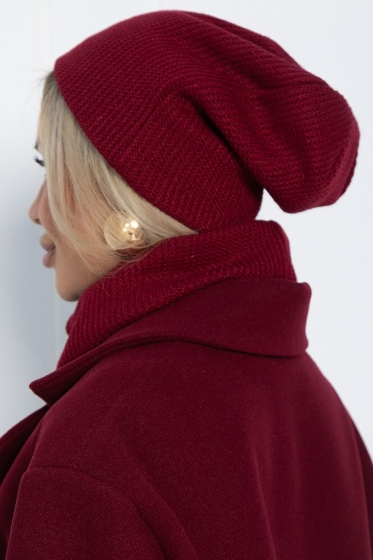 Комплект шапка и снуд (вишня) ШС32