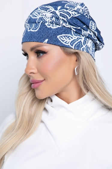 Шапка (джинс/цветы) ШБЛ01