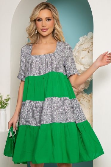 Платье "Милее всех" (грин / грей) П3625