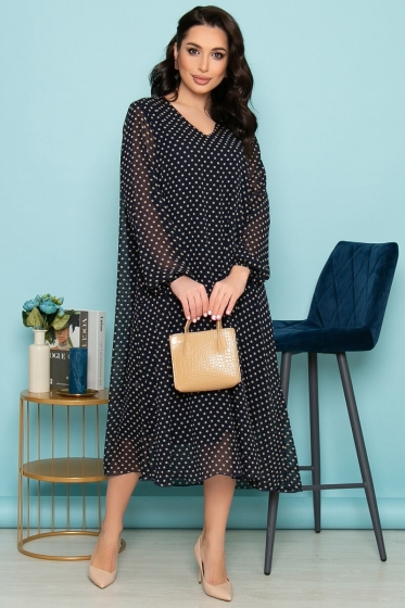 Платье "Волшебная история" (темно-синее/горох) П7238
