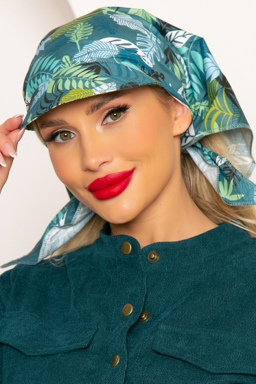 Косынка с козырьком (темная монстера) КК64