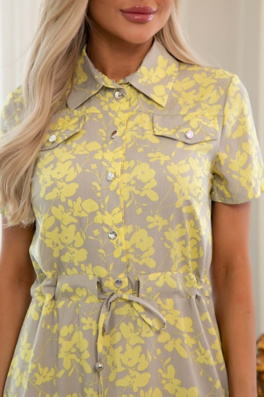 Платье Эмили (серо-желтое) П13043-45М