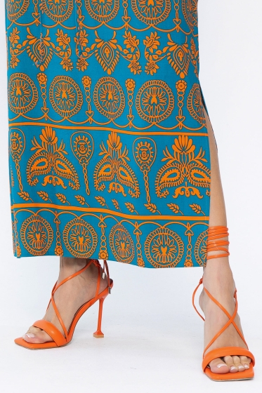 Платье Вистерия (лазурно-оранжевое) П13908-5М