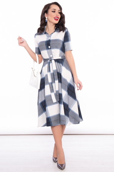 Платье "Джоанна" (синяя клетка) П3223