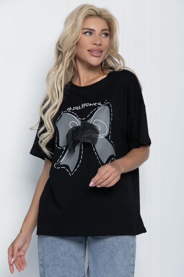 Футболка Бантик (черная) Б11373