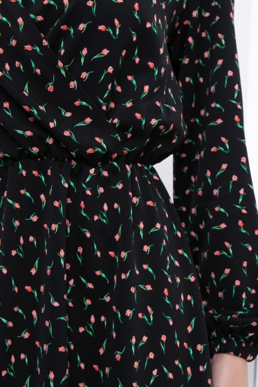 Платье "Мелания" (блэк/цветы) П7035