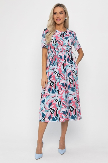 Платье Цветы лета (голубо-розовое) П13784-18М
