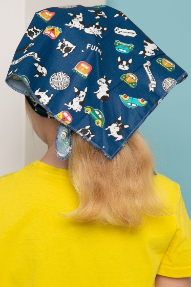 Косынка с козырьком (бульдожки, синяя) КК6