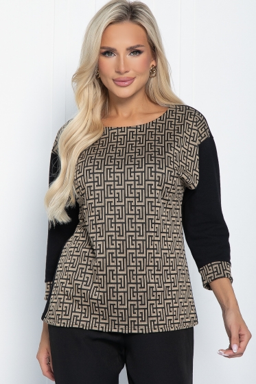 Блуза Греческие мотивы (черно-бежевая) Б11291