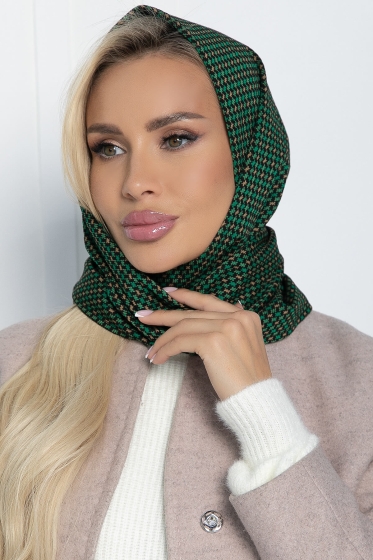 Косынка с подворотом (зеленый/бежевый) КП16