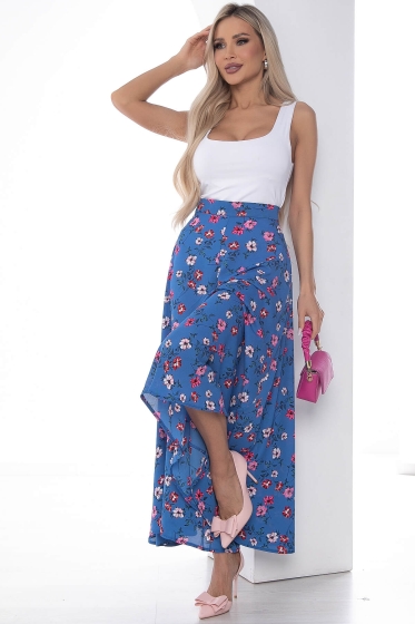 Брюки камелия синие/цветы Б10171