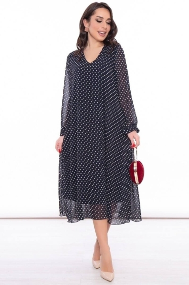 Платье "Волшебная история" (темно-синее/горох) П7238
