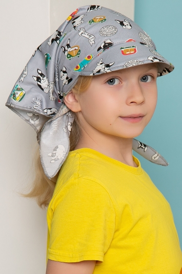 Косынка с козырьком (бульдожки, серая) КК5